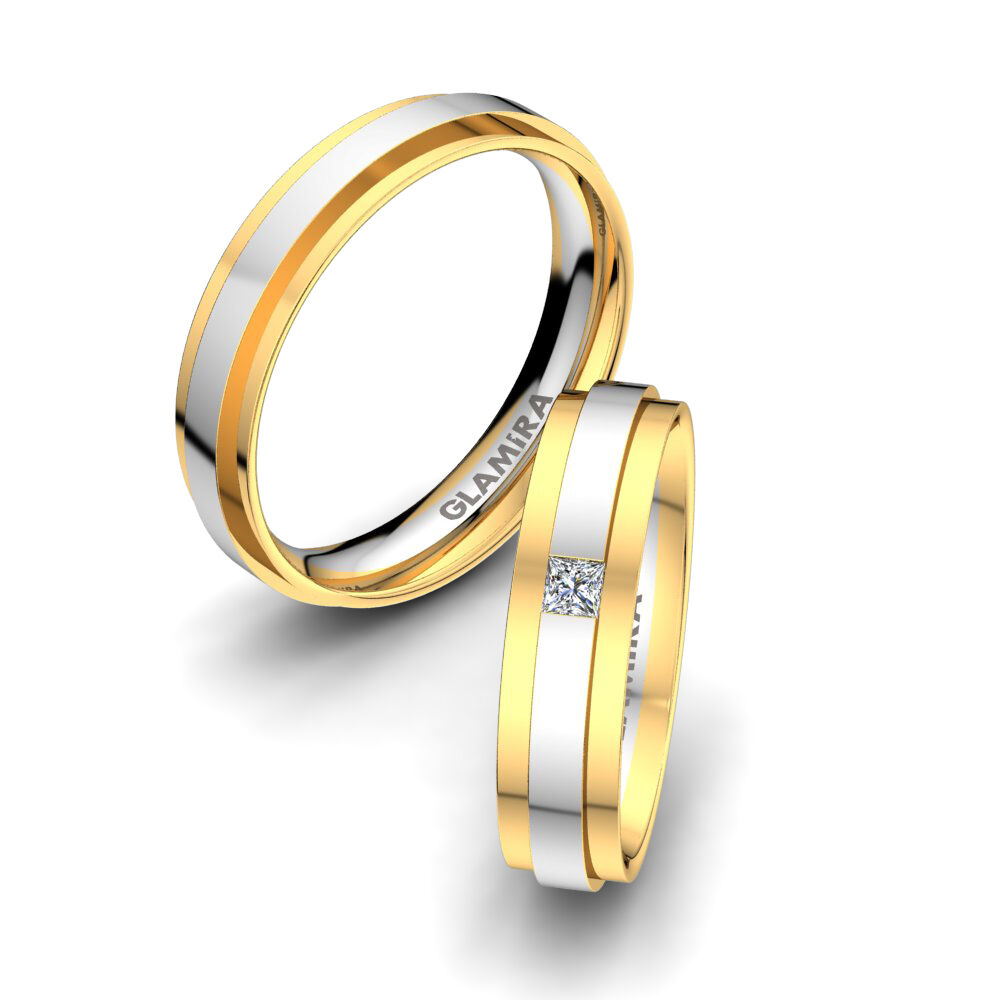 18k 黄白K金 婚戒 White Innocence 5 mm