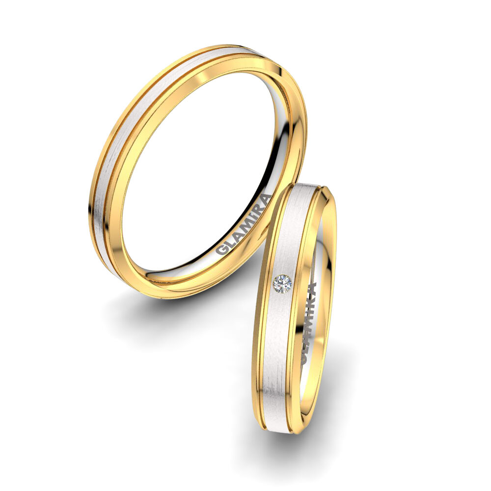 18k 黄白K金 婚戒 Pure Embrace 4 mm
