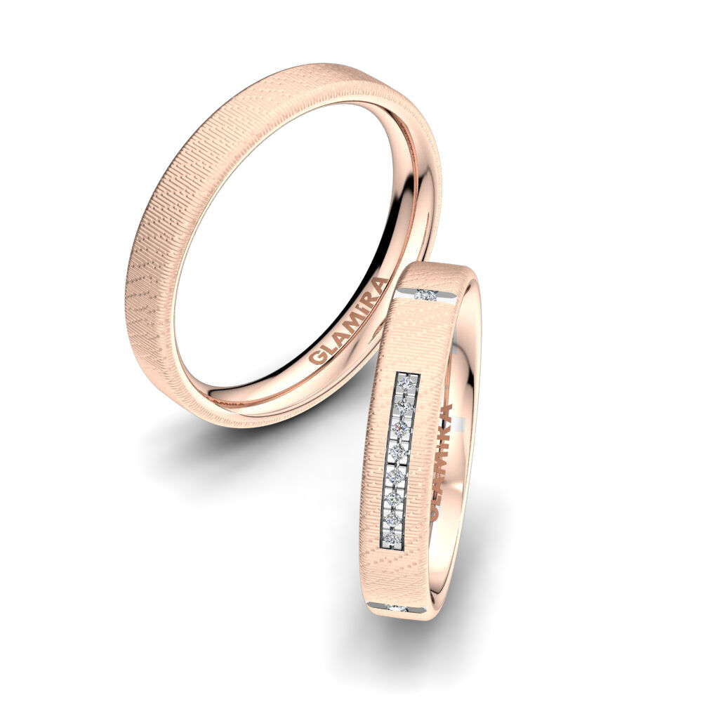 经典 14k 红白K金 结婚戒指