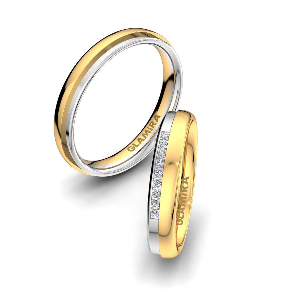 18k 黄白K金 婚戒 Shining Care