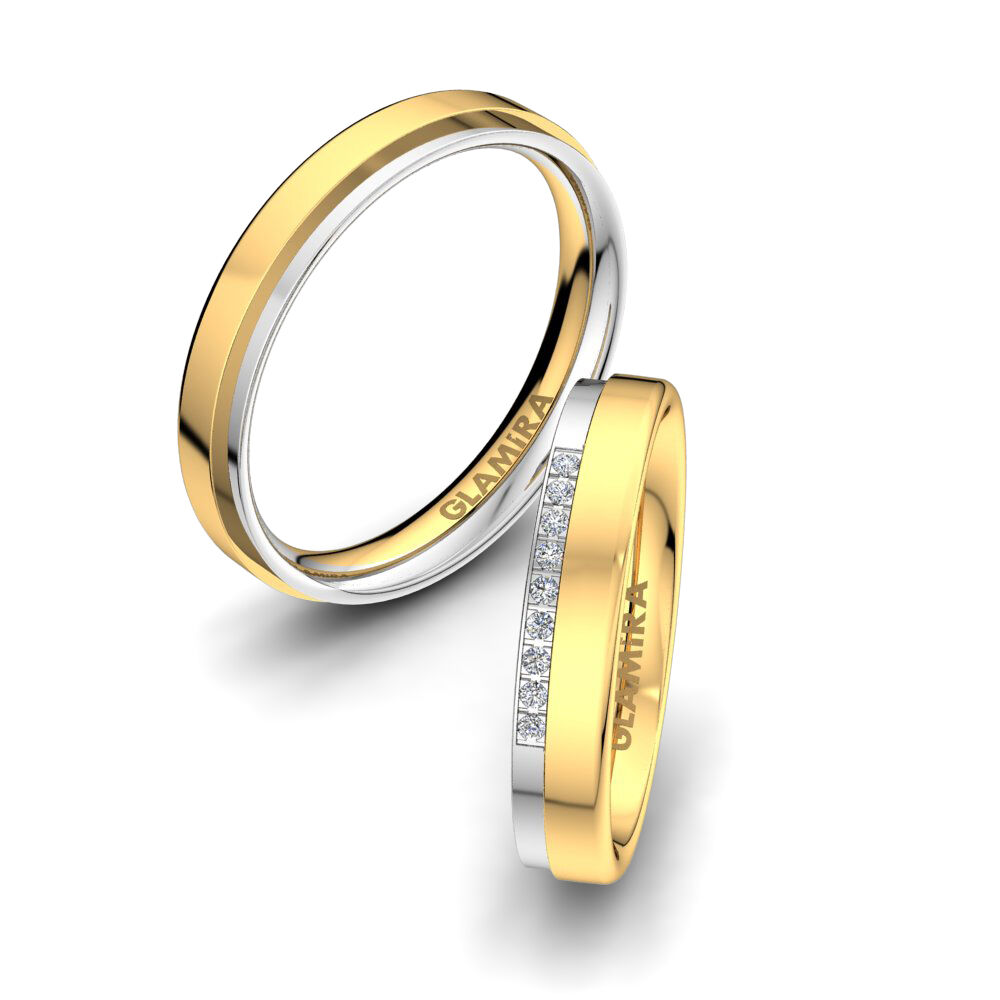 18k 黄白K金 婚戒 Shining Care