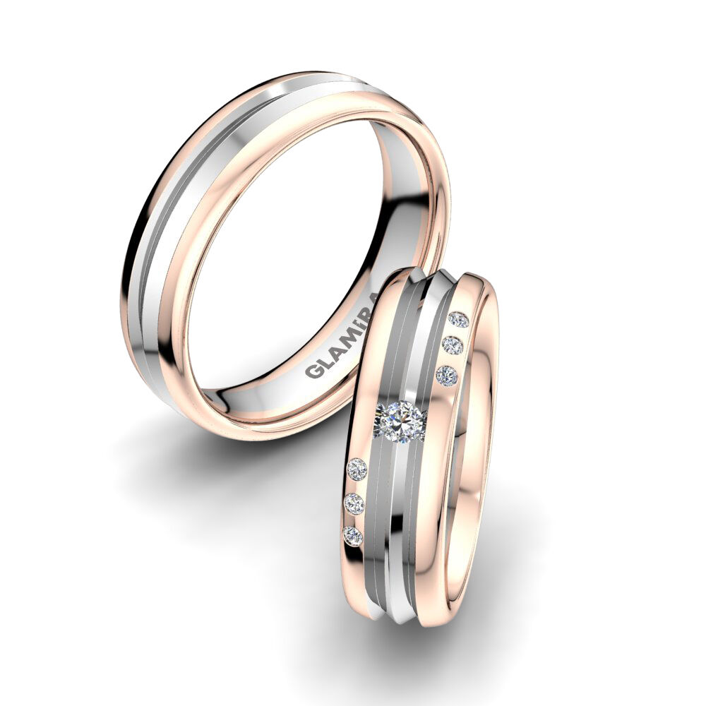 14k 红白K金 婚戒 Alluring Gift 6 mm