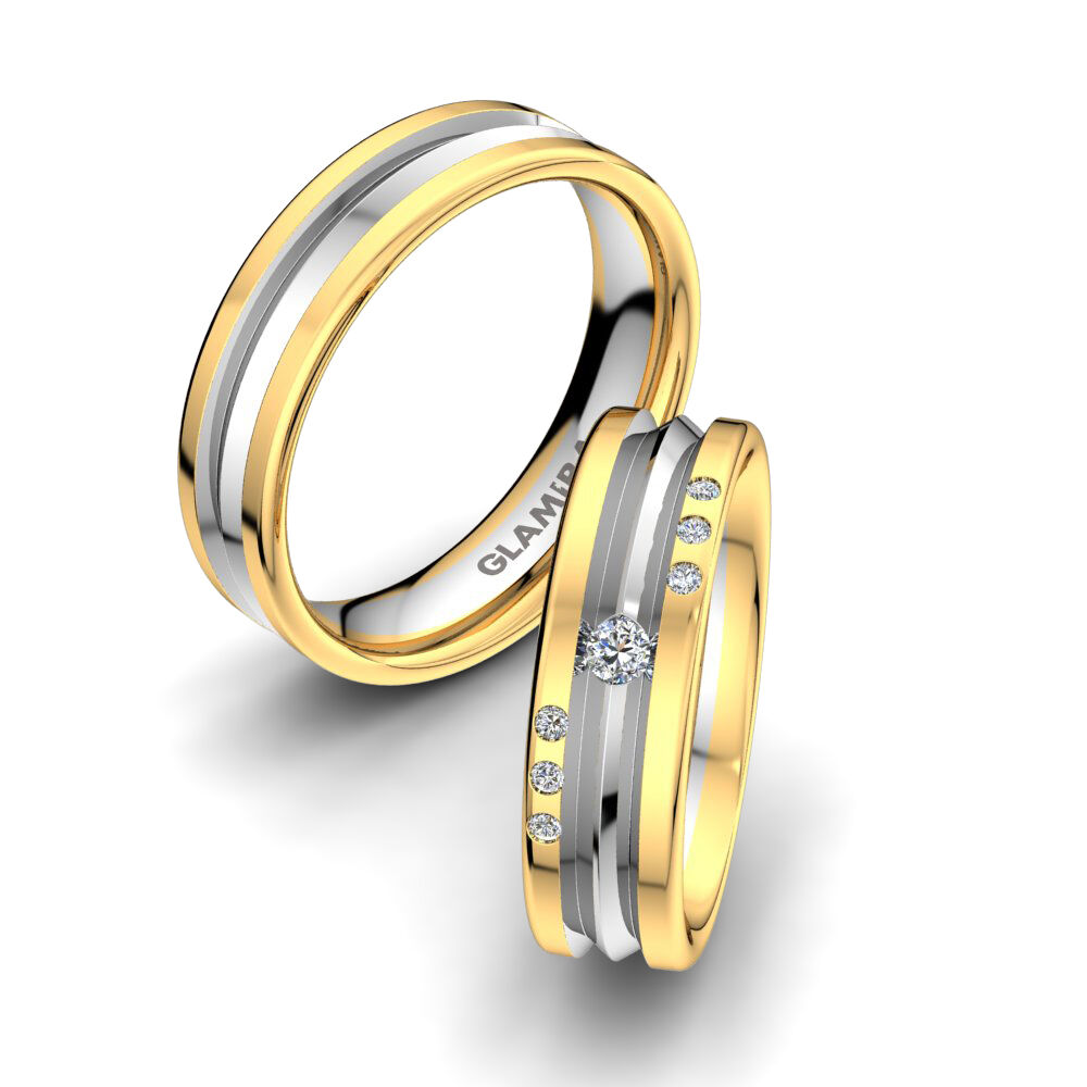 18k 黄白K金 婚戒 Alluring Gift 6 mm