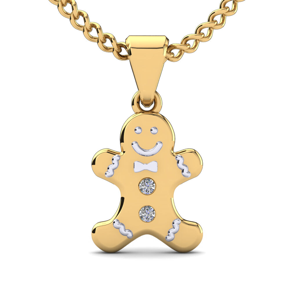 18k 黄白K金 儿童吊坠 Ferduse