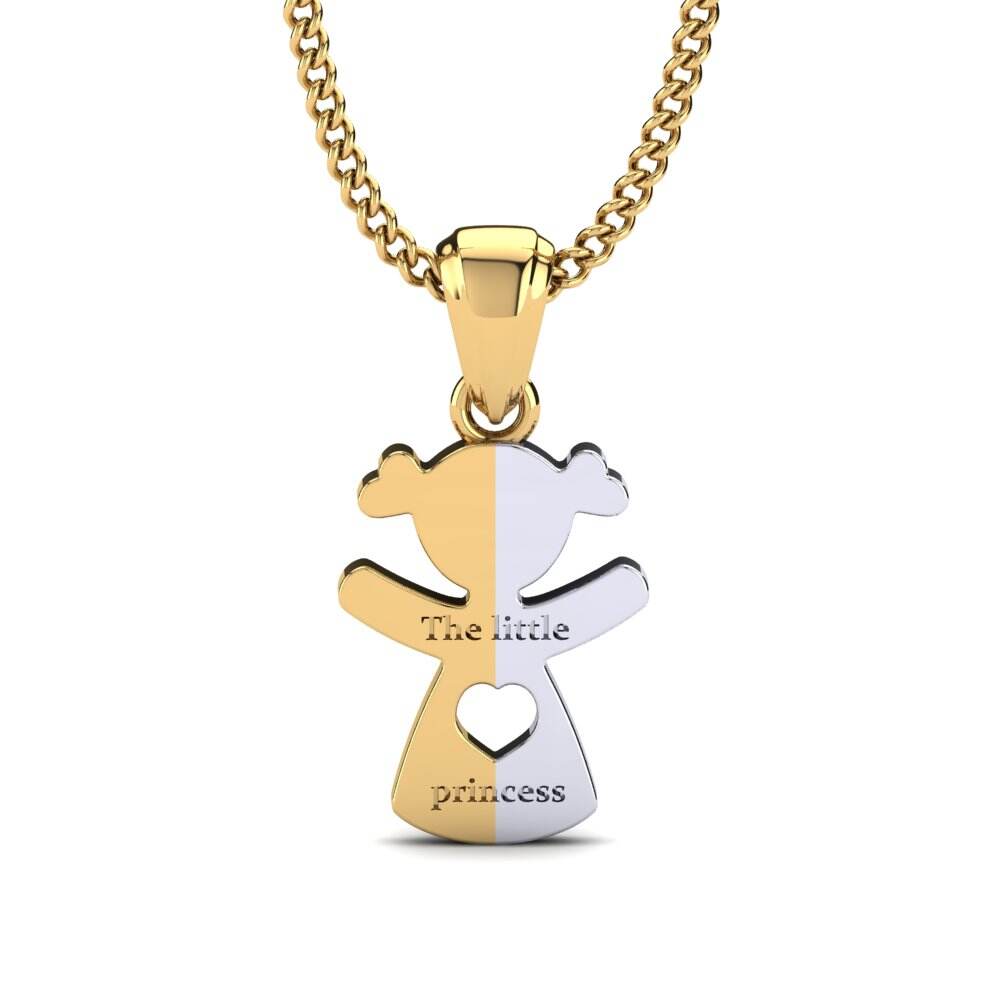 18k 黄白K金 儿童吊坠 Amaryllis