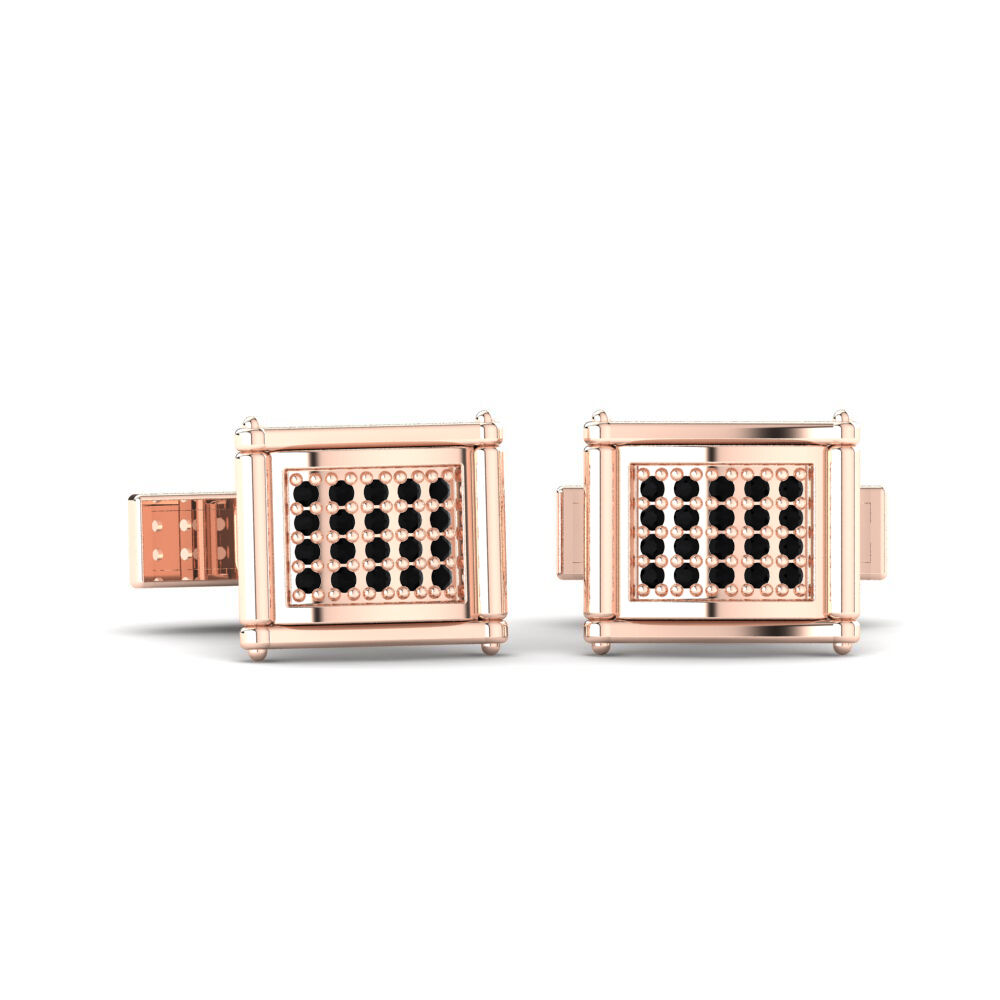 玫瑰金-18k 黑色蓝宝石 袖扣 Brendis