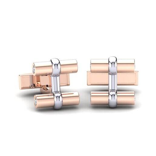 14k 红白K金 袖扣 Gadiel