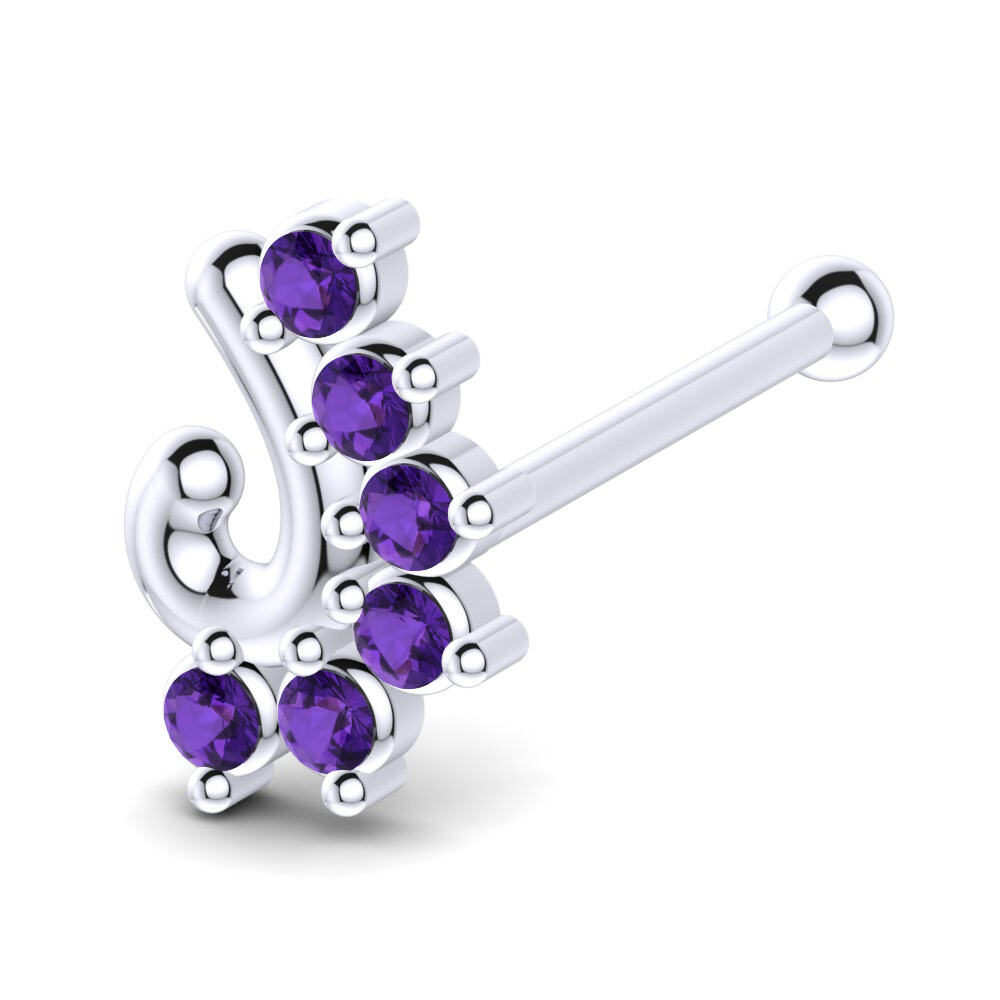 白-钯金 紫水晶 鼻针 Marlaiana