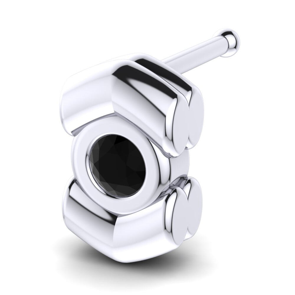 白-钯金 黑色蓝宝石 鼻针 Bedros