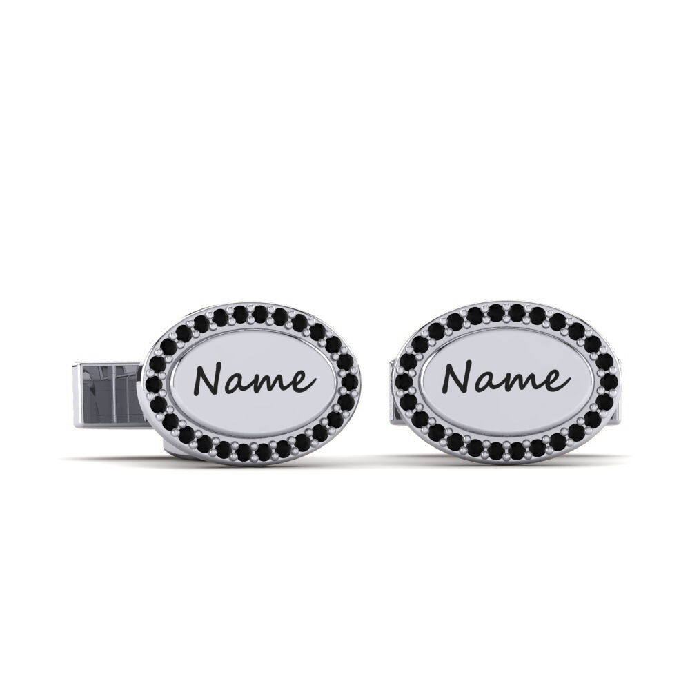 Personalized 黑色蓝宝石 白-铂金 袖扣