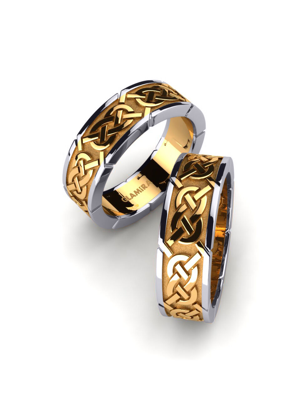 Celtic 14k 黄白K金 结婚戒指