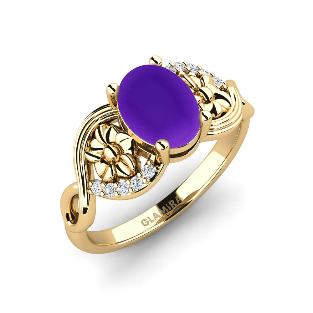 卡波雄紫水晶 订婚戒指 Acrog - Cabochon Oval