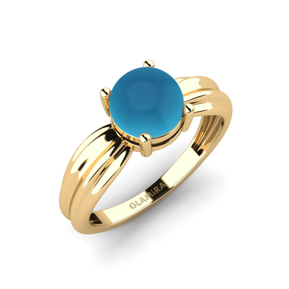 卡波雄蓝色托帕石 订婚戒指 Aduc - Cabochon Round
