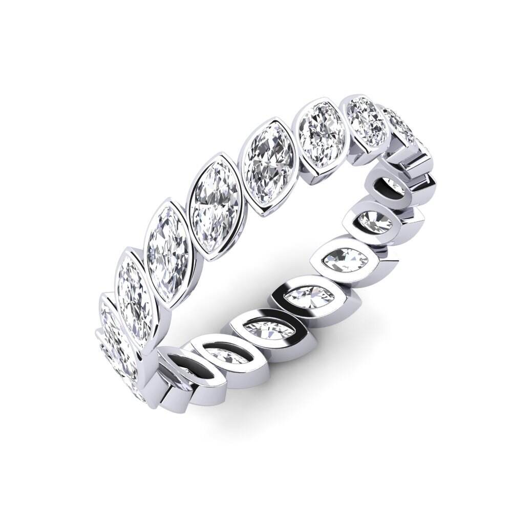 白色K金-9k 马眼形 戒指 Almot