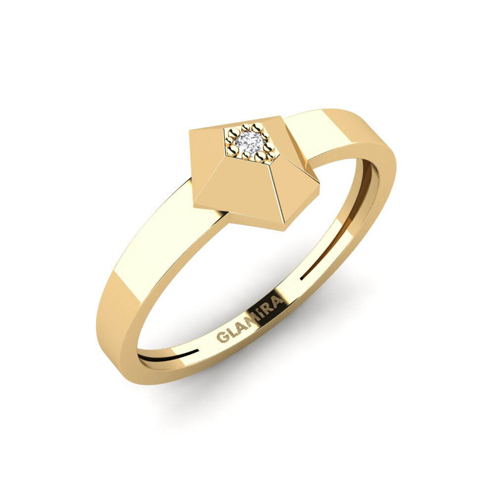 14k 黄色K金 圆形 白色蓝宝石 戒指 Apoastron