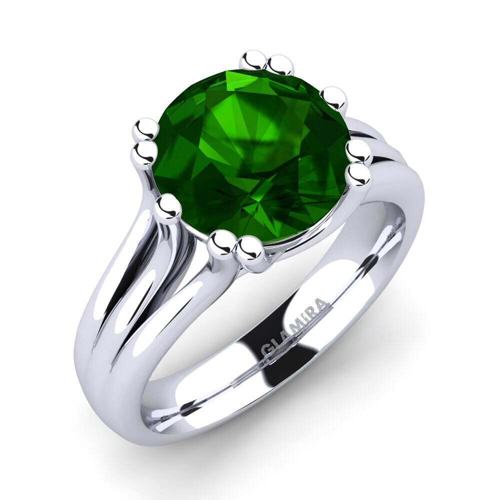 白-铂金 绿色碧玺 订婚戒指 Arian 3.0 crt
