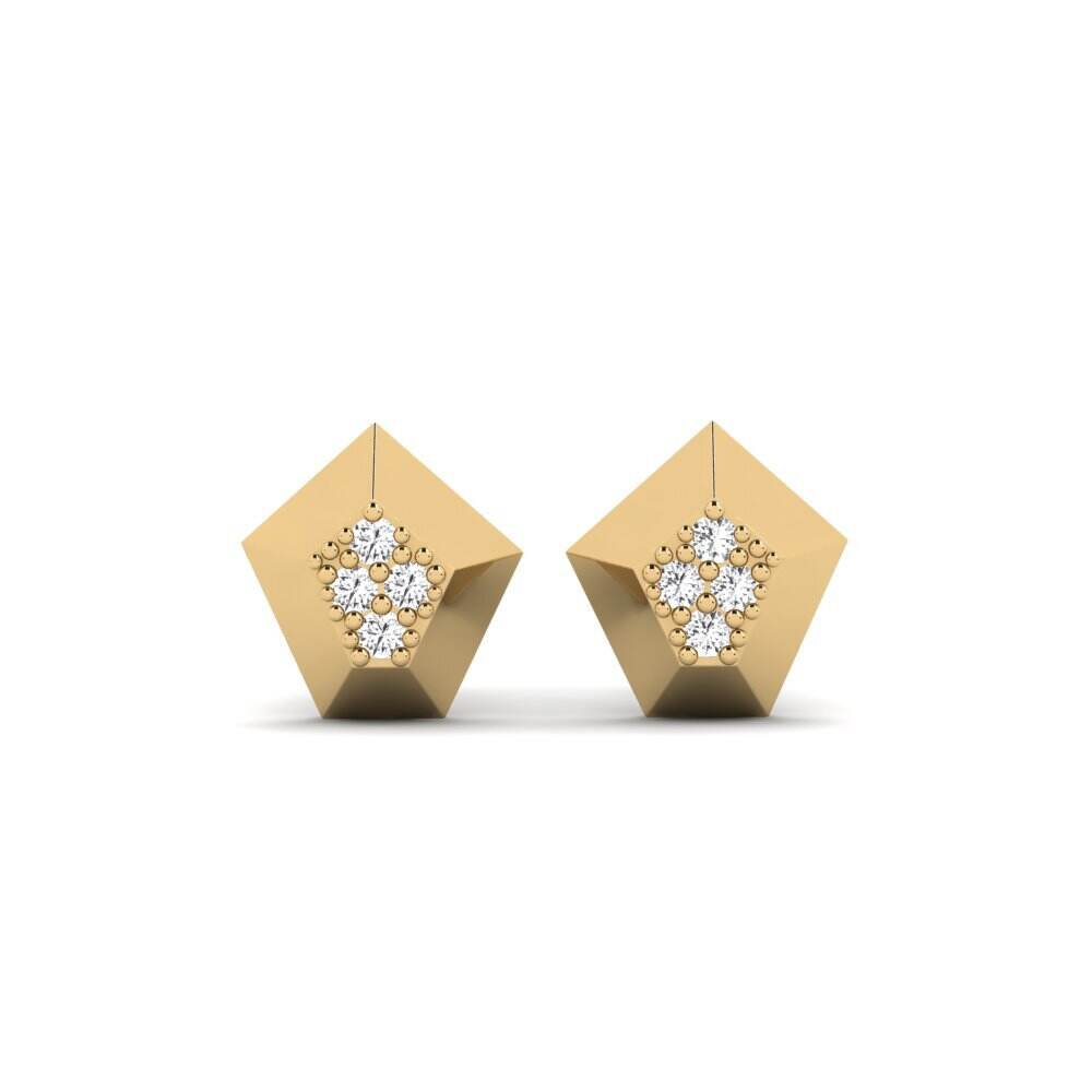 14k 黄色K金 圆形 白色蓝宝石 女士耳环 Australis