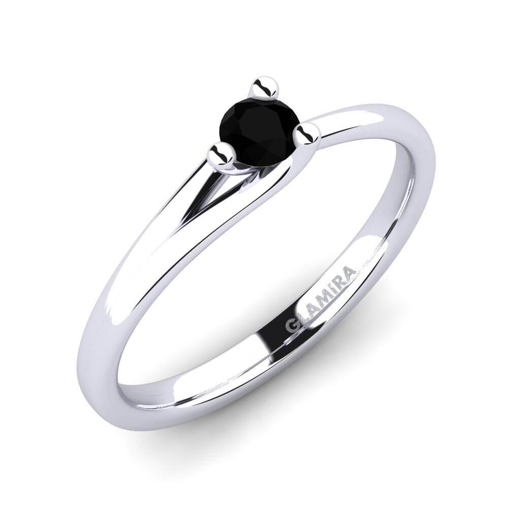 黑钻石 订婚戒指 Bridal Heart 0.16crt