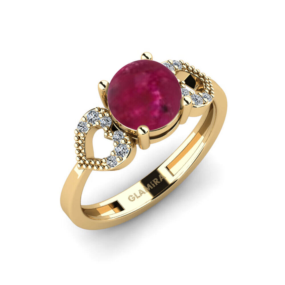 卡波雄红宝石 订婚戒指 Cabbi - Cabochon Round