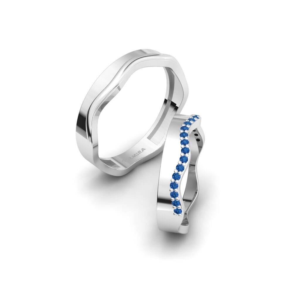 深蓝色氧化锆 婚戒 Cestlamour Pair