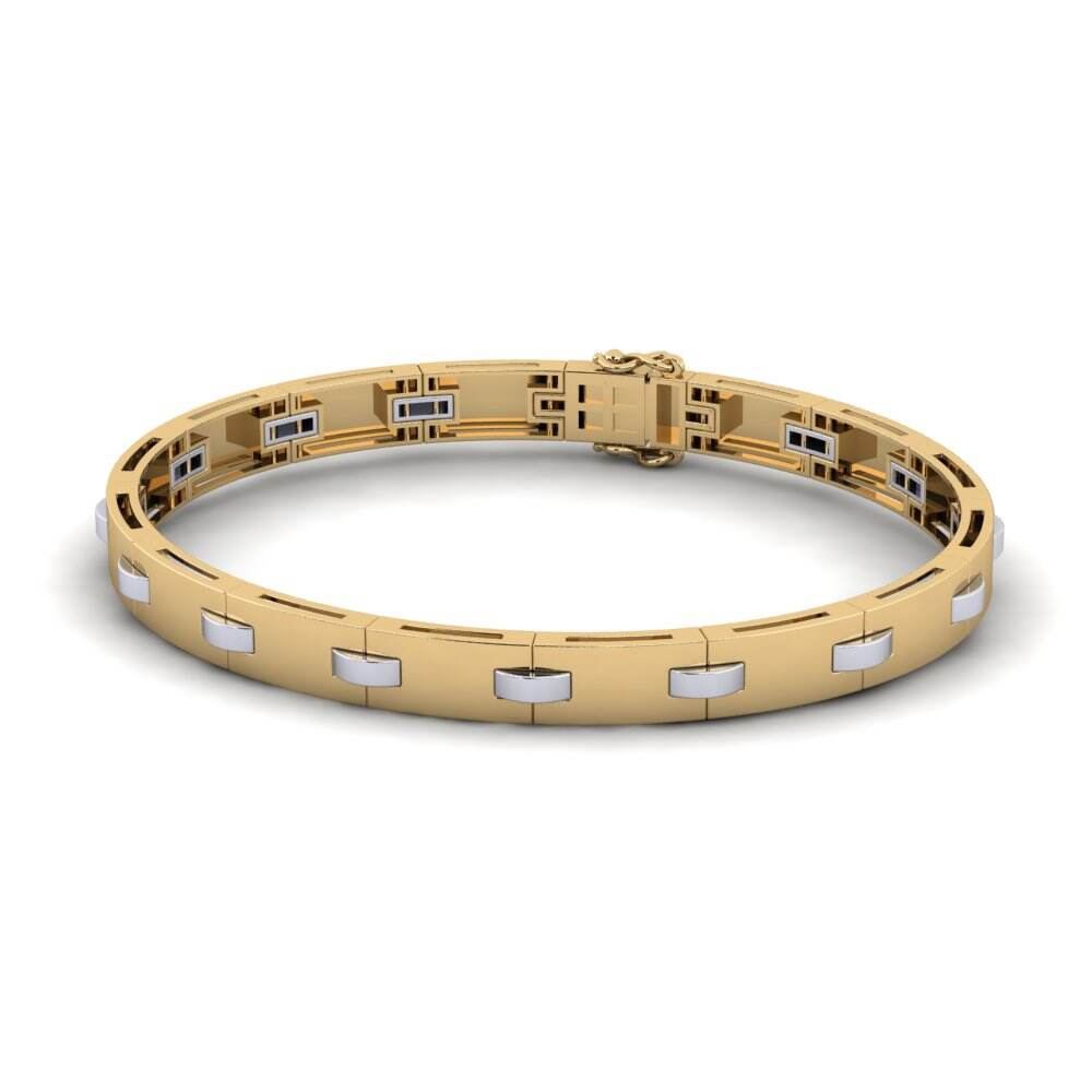14k 黄白K金 男士手链 Compitare