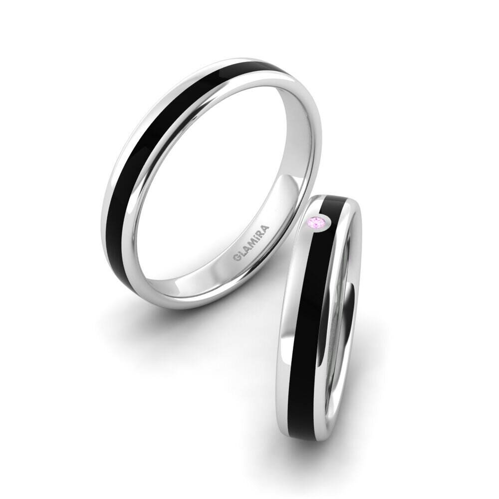 经典 粉红色蓝宝石 结婚戒指