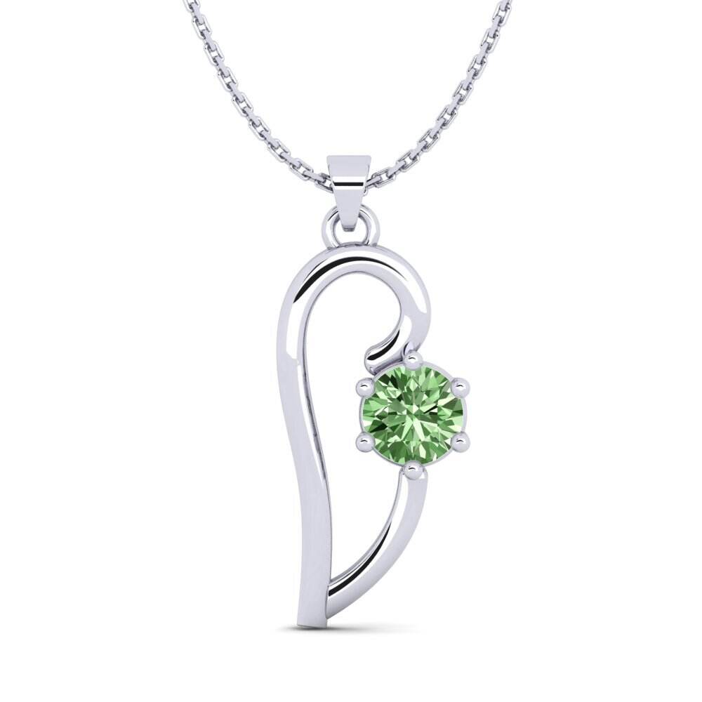 Design Solitaire 绿色钻石 项链