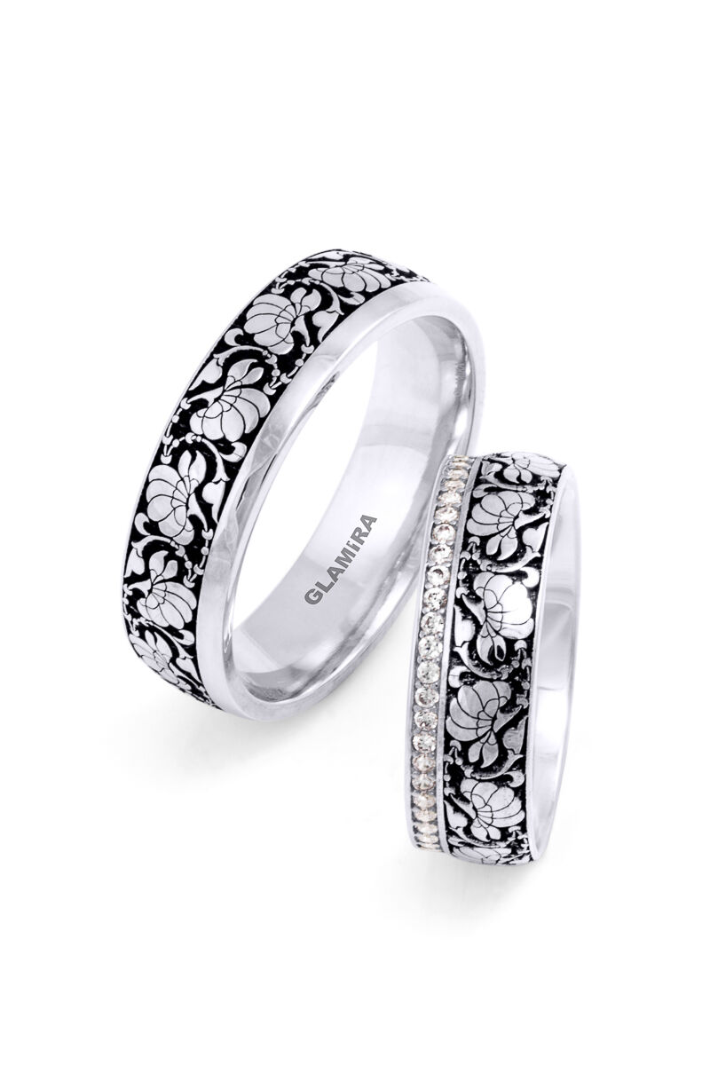 白-钯金 婚戒 Ornate Chic