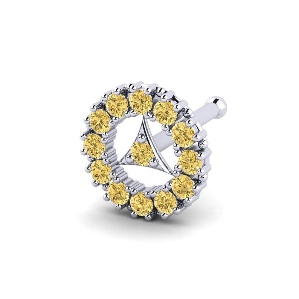 白色K金-14k 黄色钻石 鼻针 Ericeh