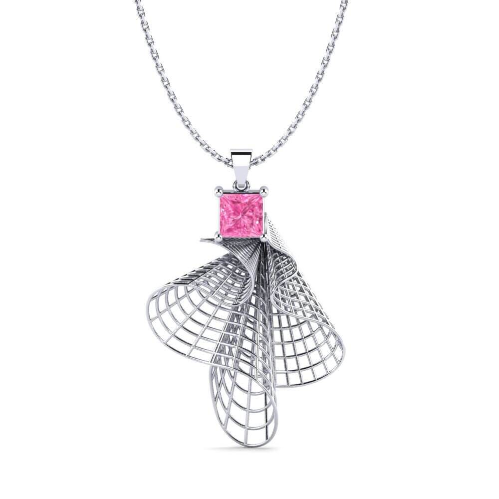 融合 粉红色蓝宝石 项链