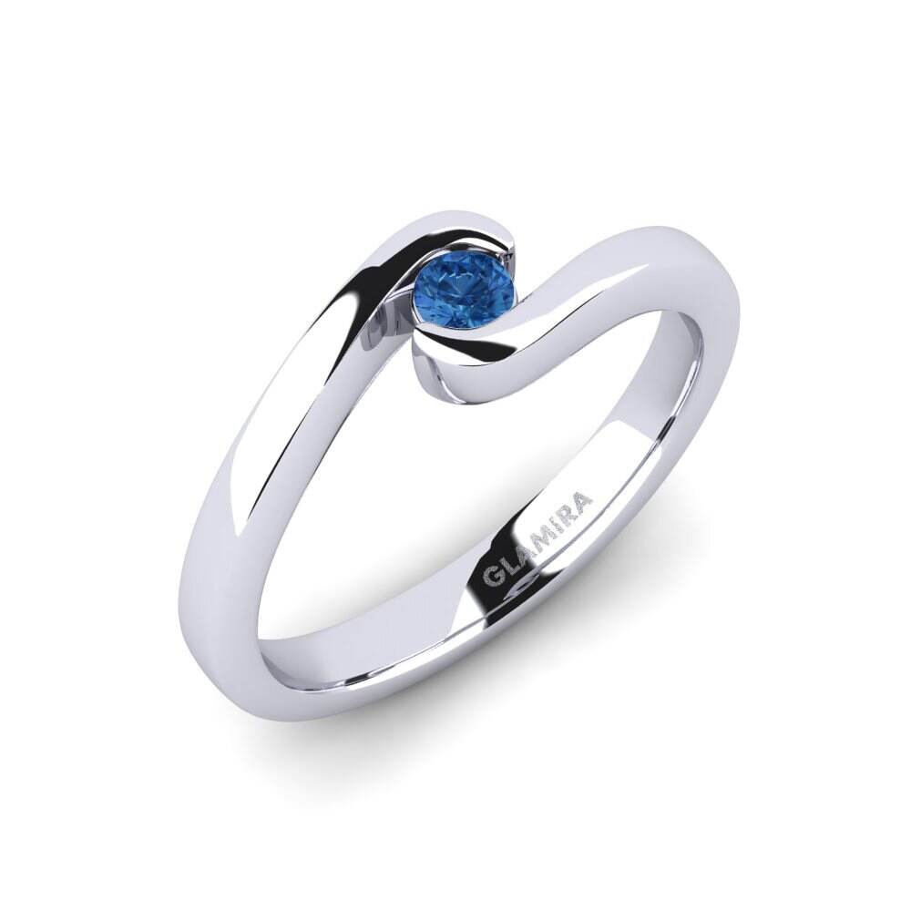 深蓝色氧化锆 订婚戒指 Bridal Luxuy 0.1crt