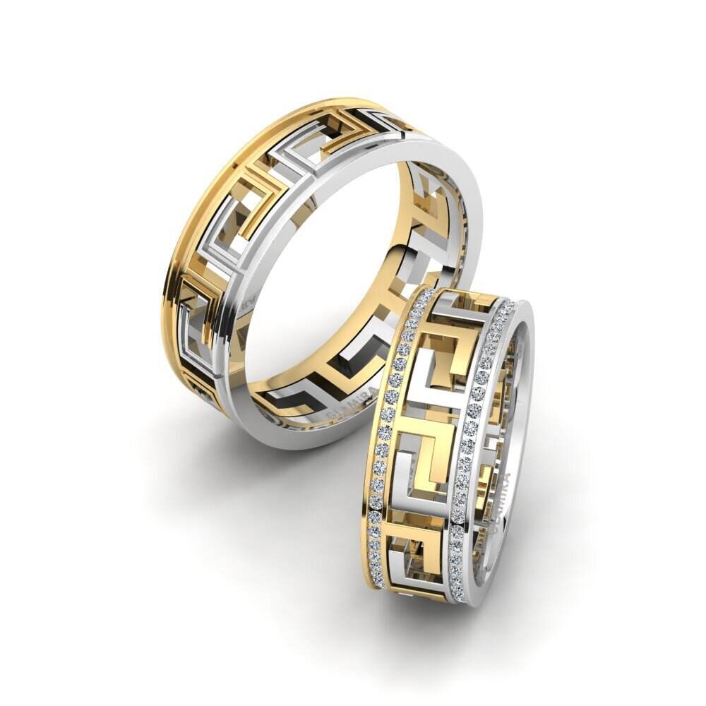 18k 黄白K金 婚戒 Glamorous Cover 7 mm
