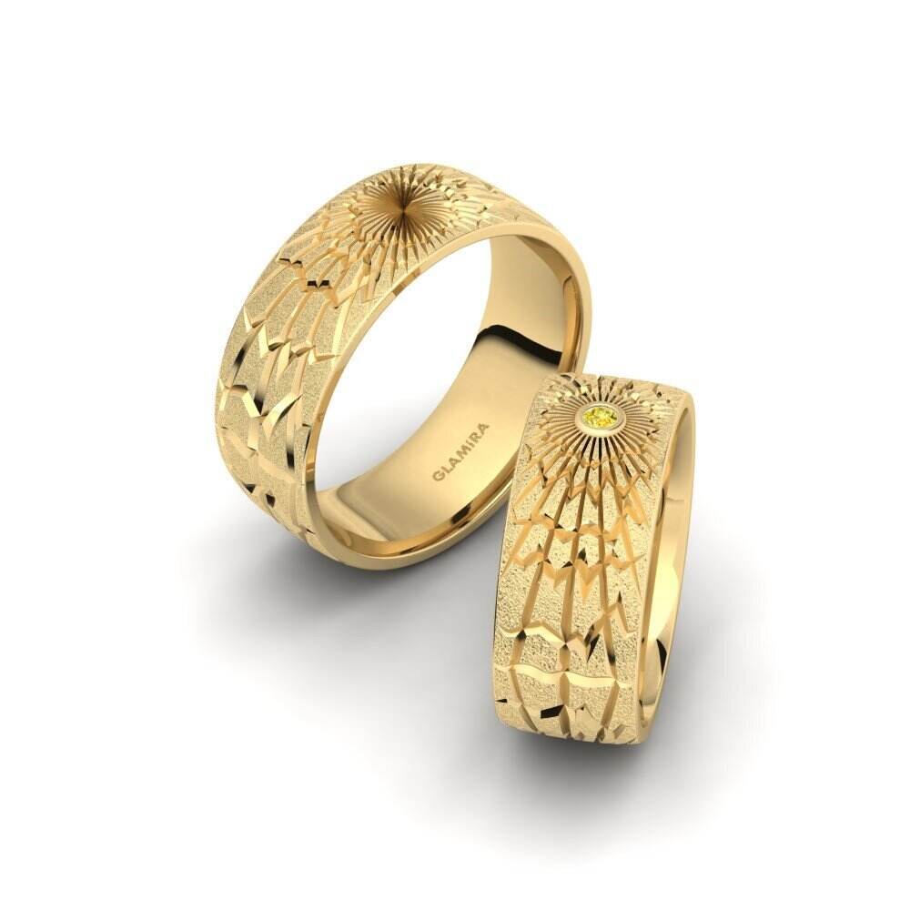 黄色K金-14k 黄色蓝宝石 婚戒 Glamorous Sleek 8 mm