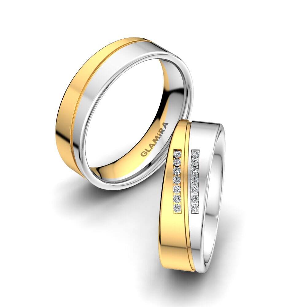 18k 黄白K金 婚戒 Amazing Flow 6 mm