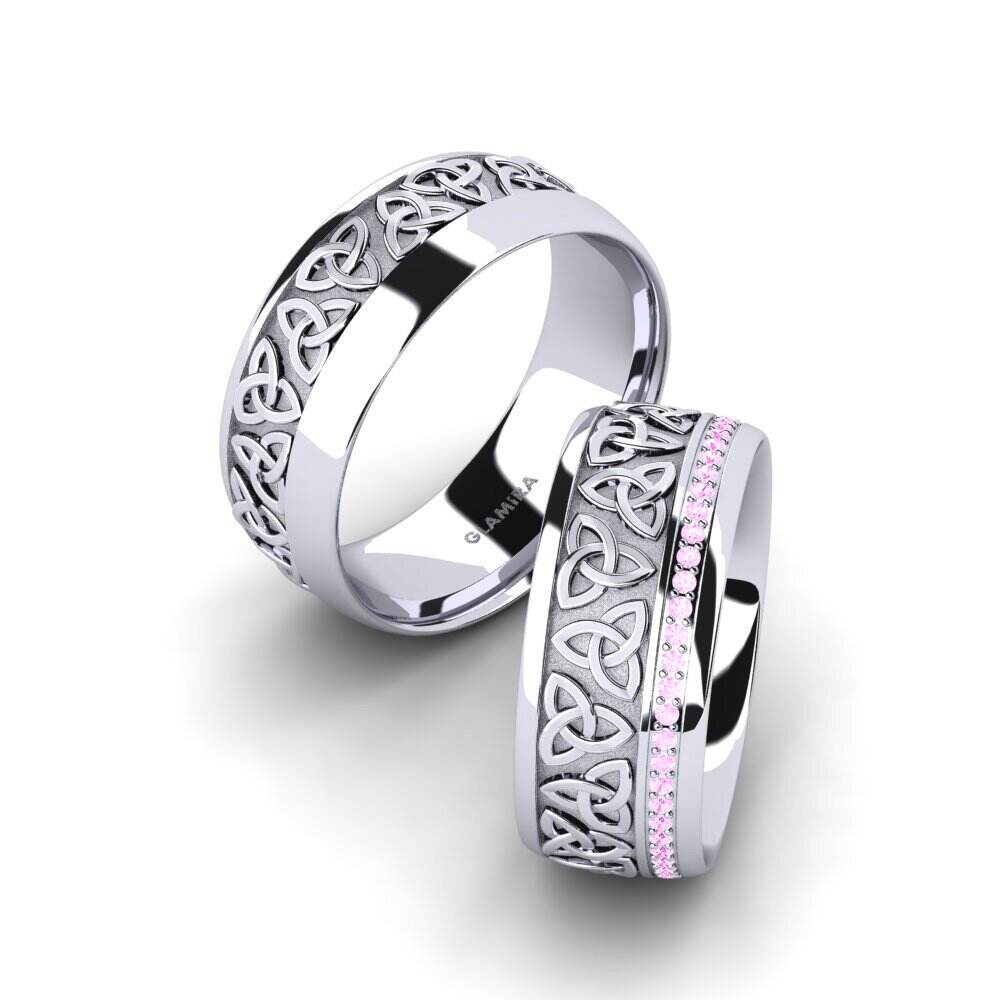 Celtic 粉红色蓝宝石 结婚戒指