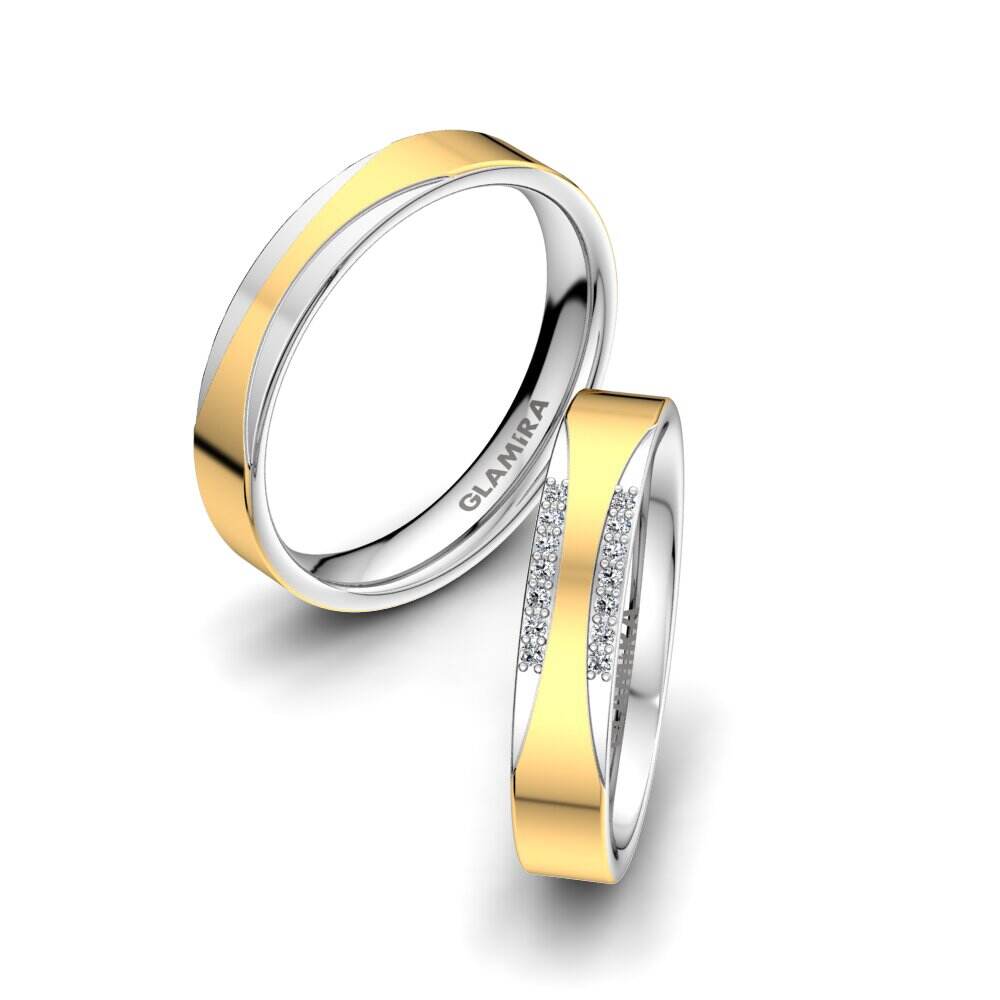 18k 黄白K金 婚戒 Exotic Harmony 4 mm