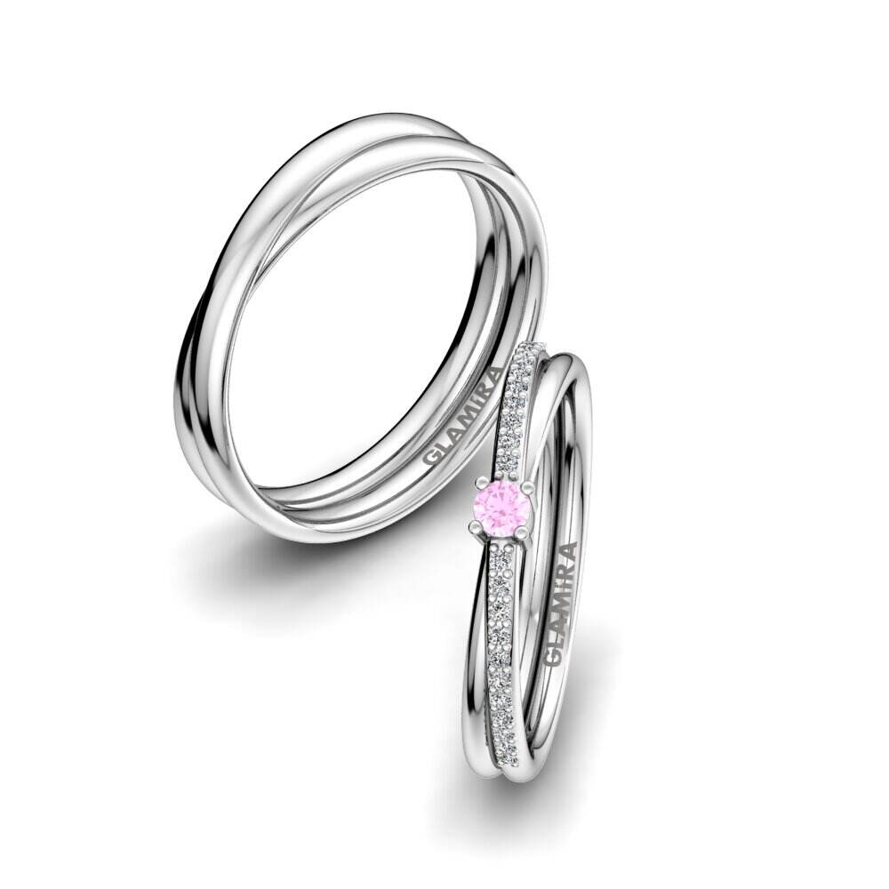 粉红色蓝宝石 情侣戒指 Infinite Anticipation