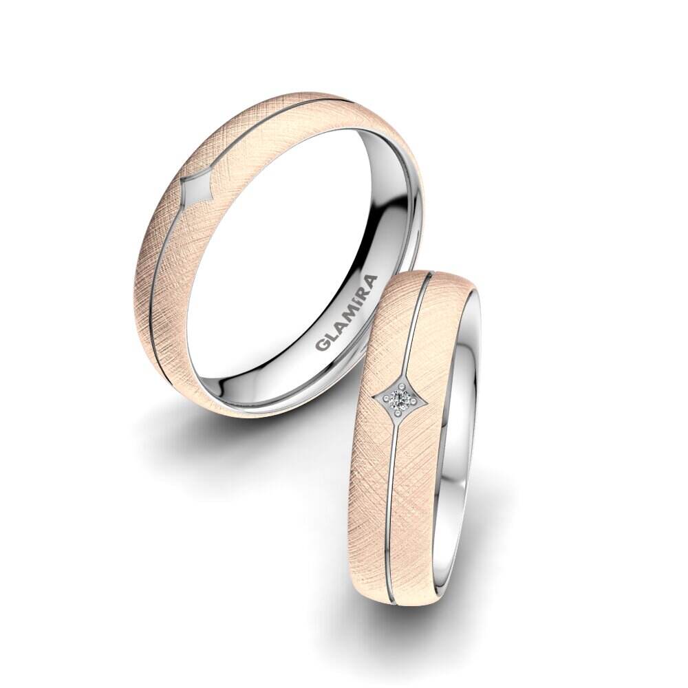 Simple 14k 红白K金 结婚戒指