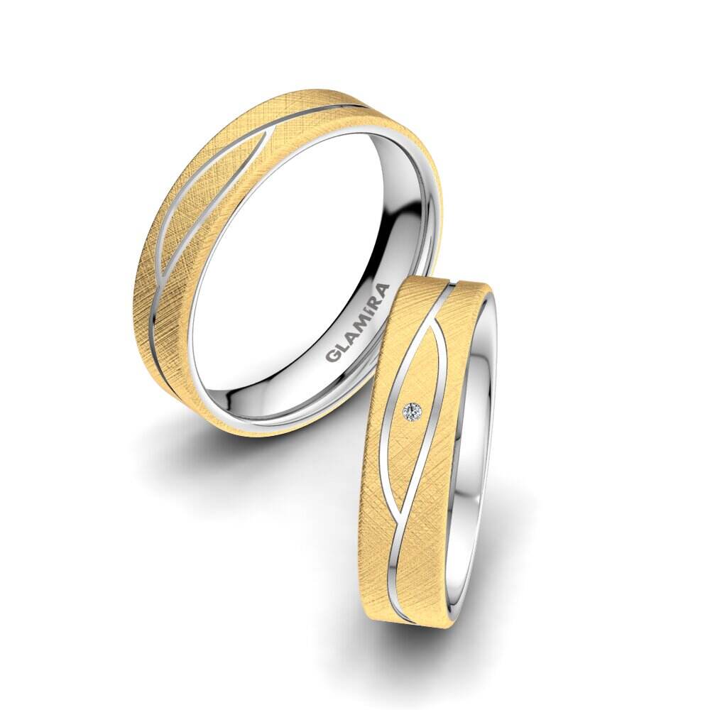 18k 黄白K金 婚戒 Bright Set 5 mm