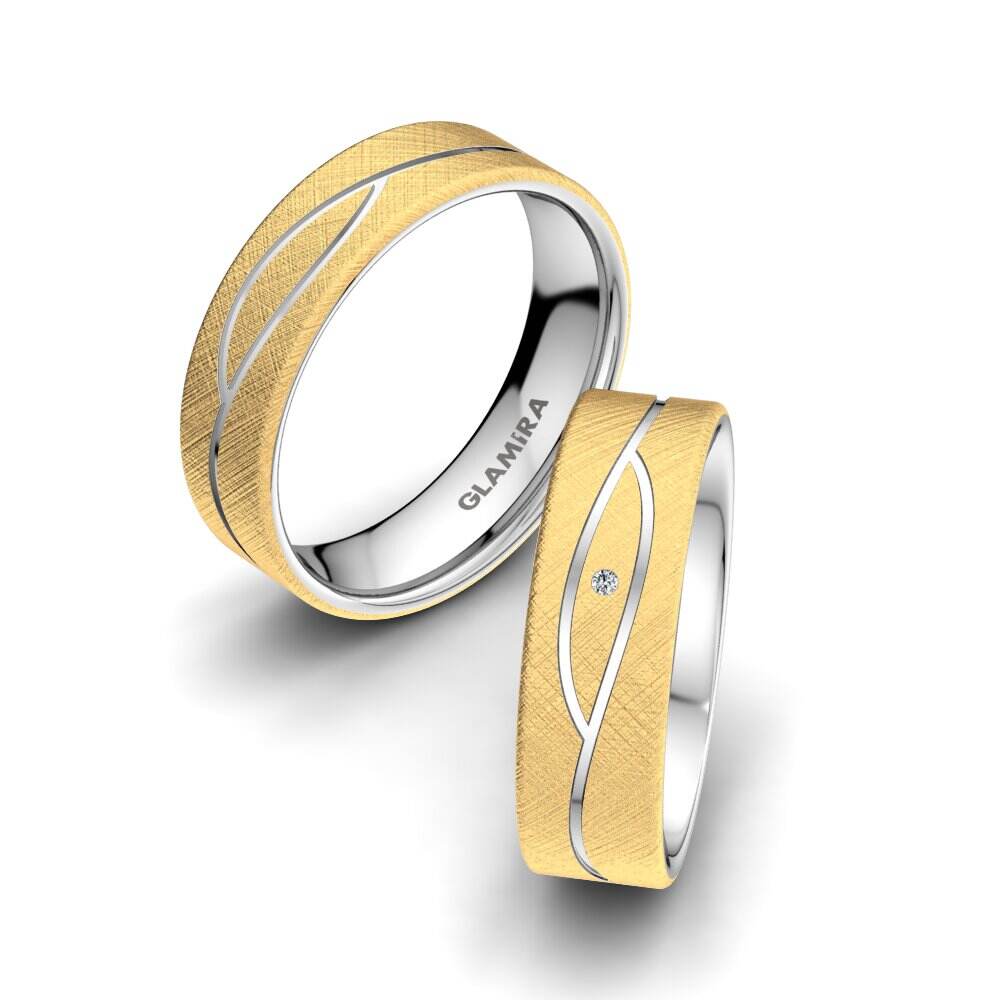 18k 黄白K金 婚戒 Bright Set 6 mm