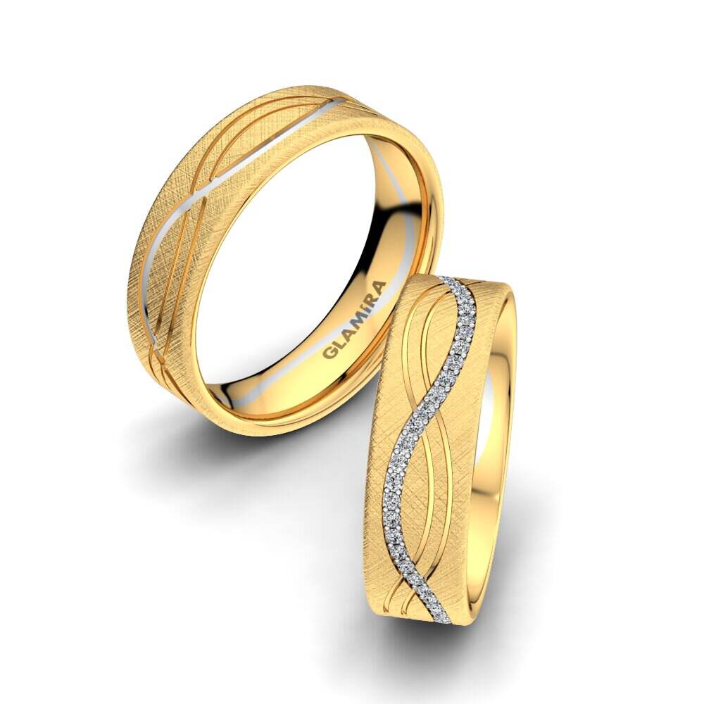 18k 黄白K金 婚戒 Bright Sign 6 mm