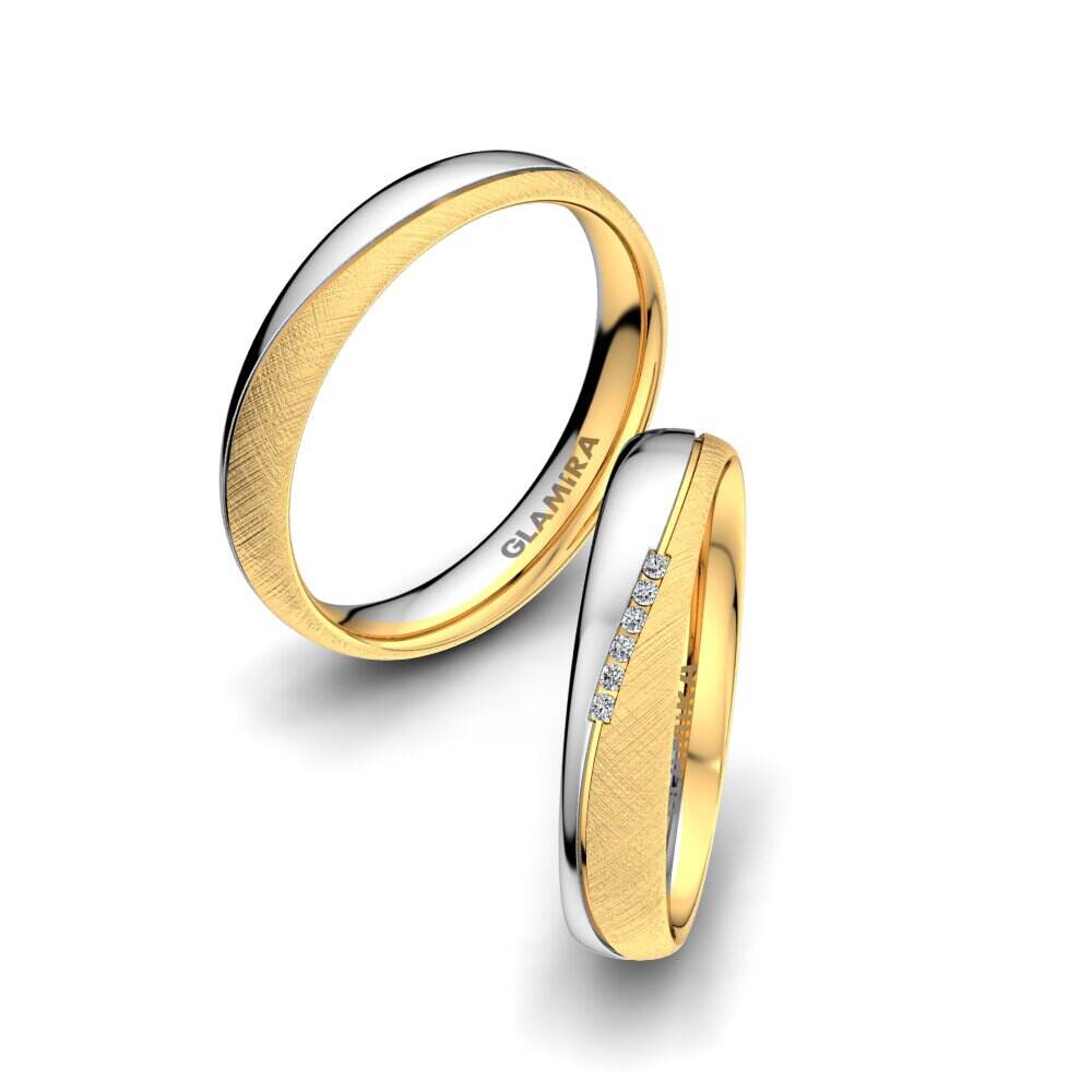 18k 黄白K金 婚戒 Shining Energy 4 mm