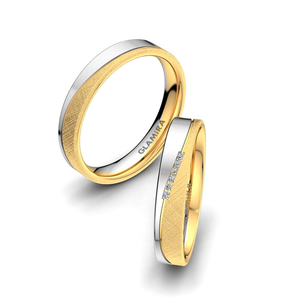 18k 黄白K金 婚戒 Shining Energy 4 mm