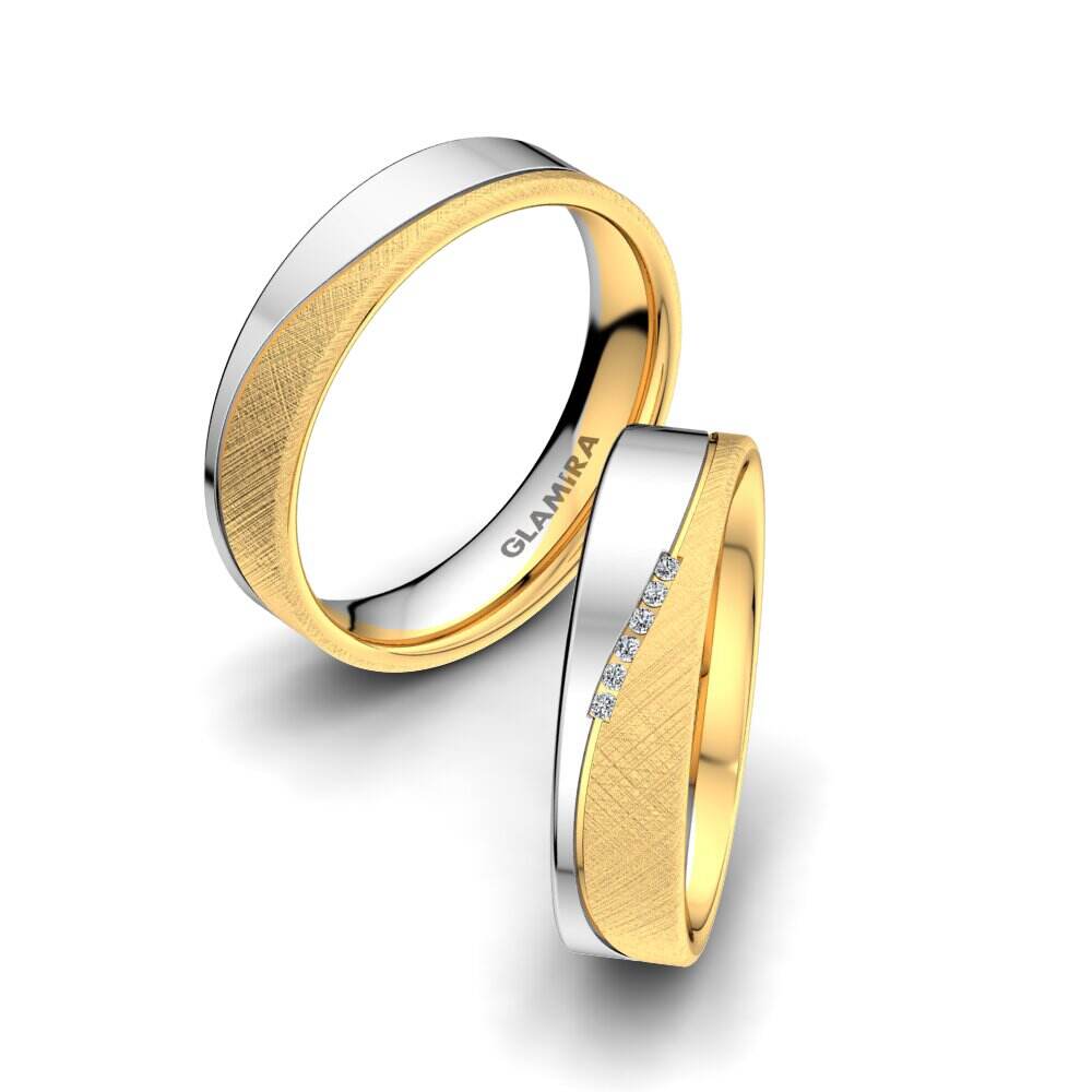 18k 黄白K金 婚戒 Shining Energy 5 mm