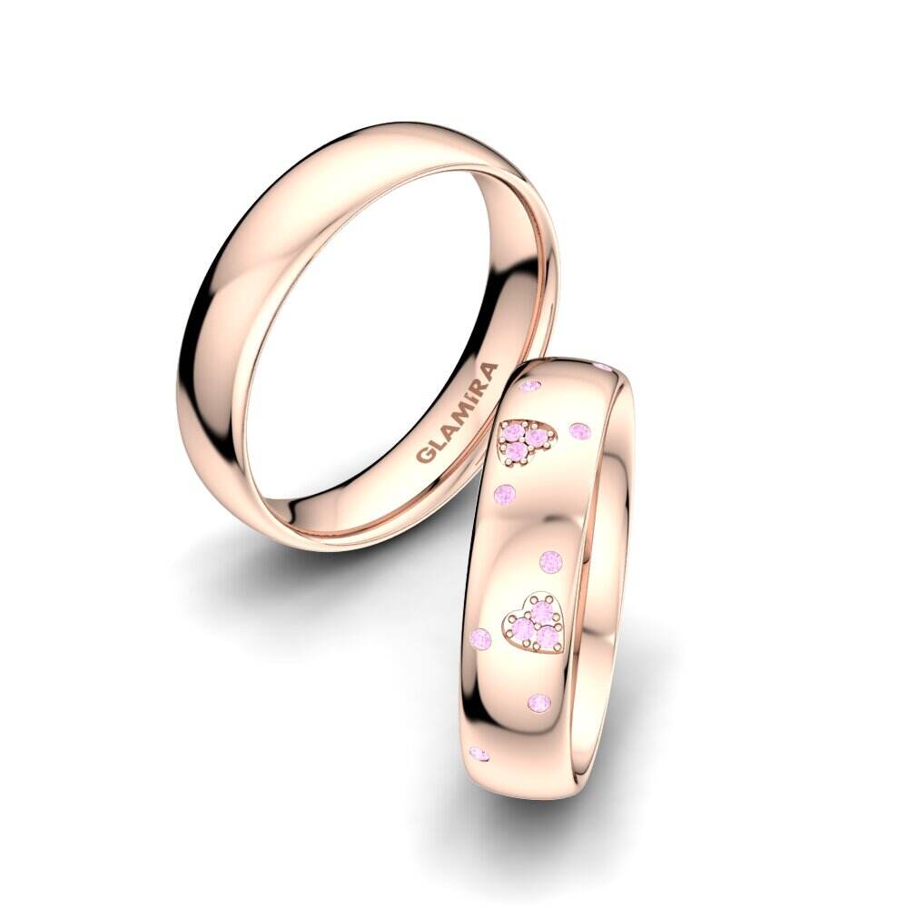 粉红色蓝宝石 情侣戒指 Brilliant Love 5 mm