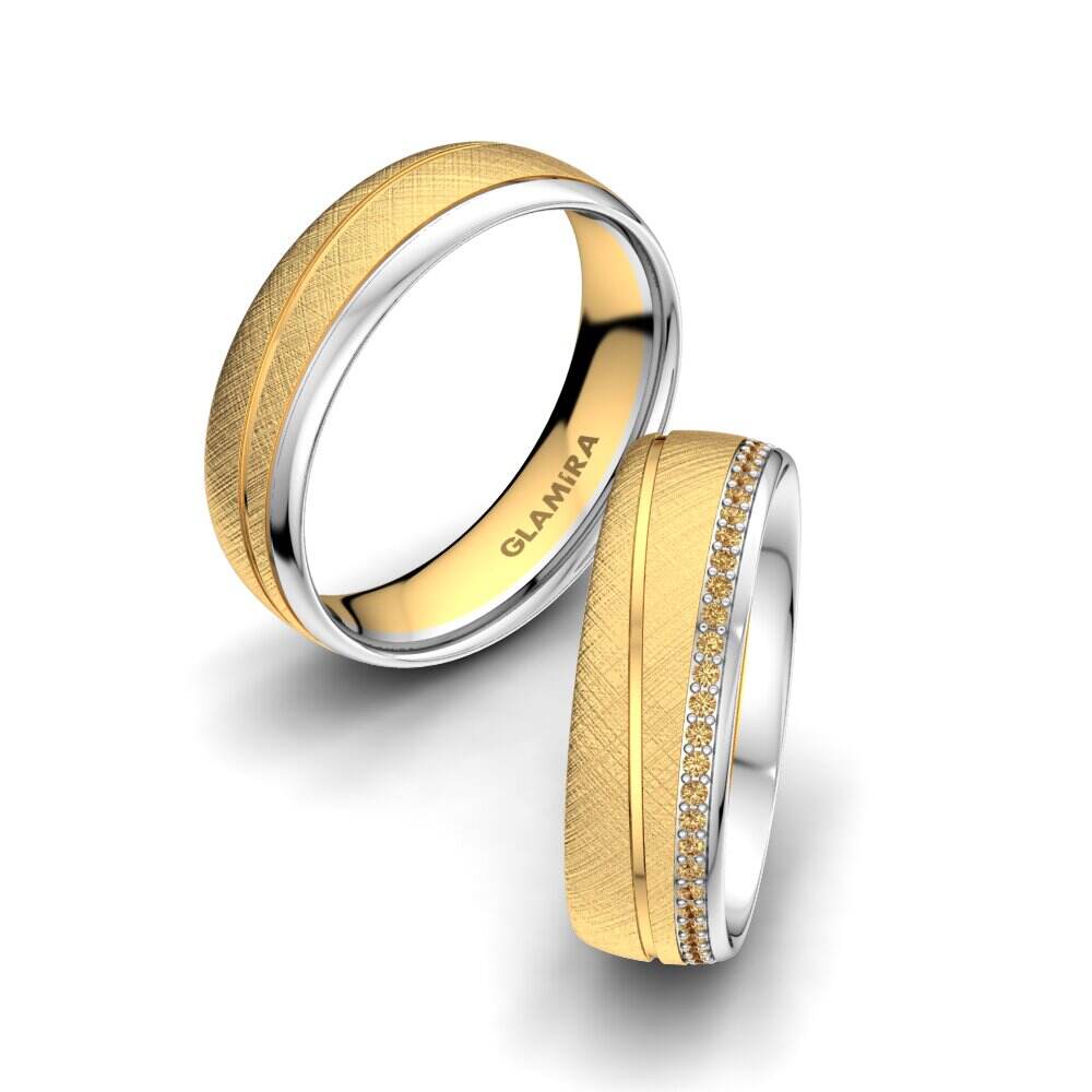 14k 黄白K金 褐色钻石 婚戒 Glamour Wish 6 mm