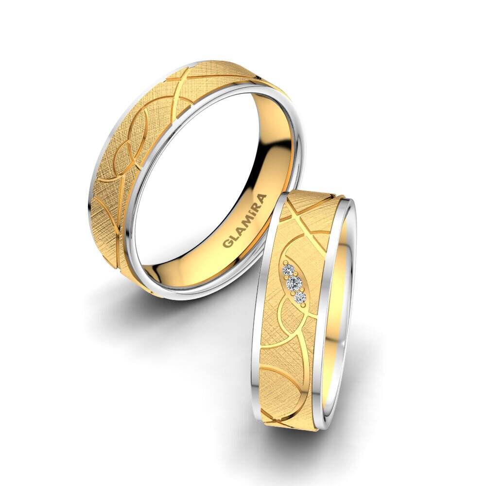 18k 黄白K金 婚戒 Golden Aura 6 mm