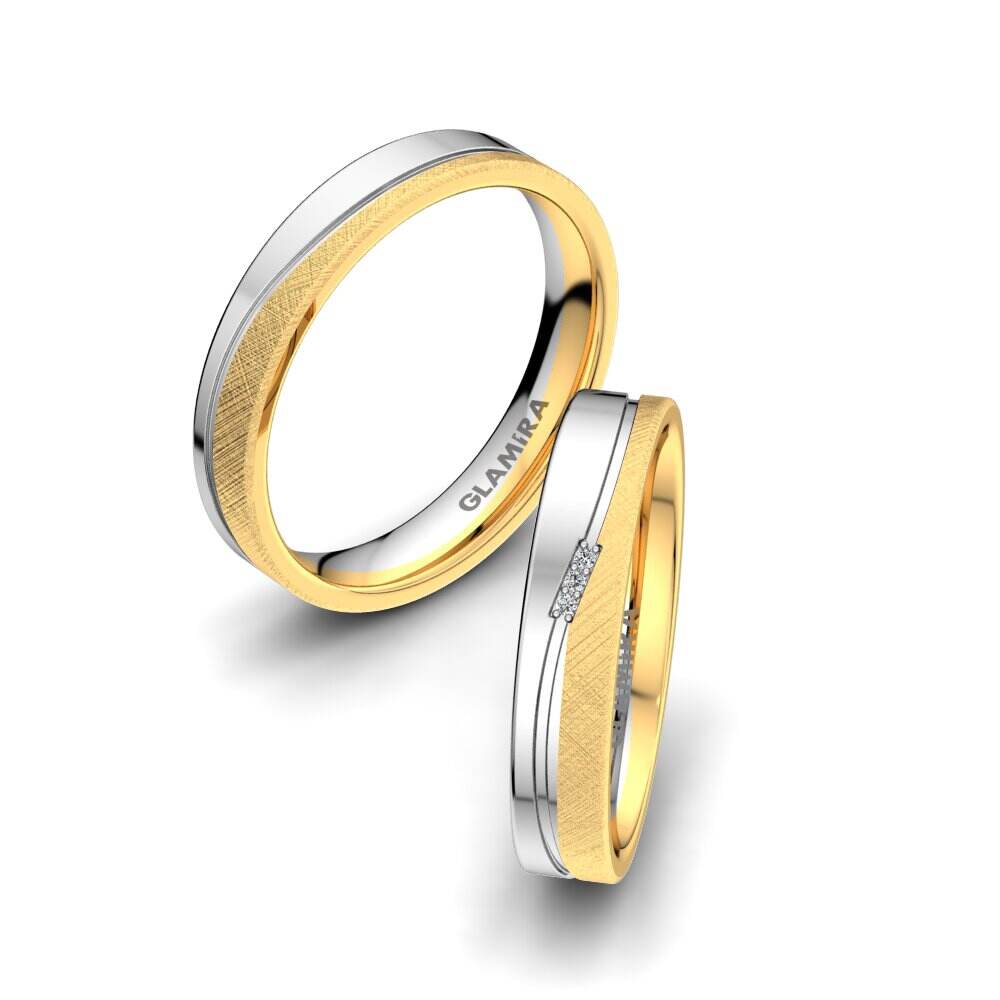 18k 黄白K金 婚戒 Romantic Touch 4 mm