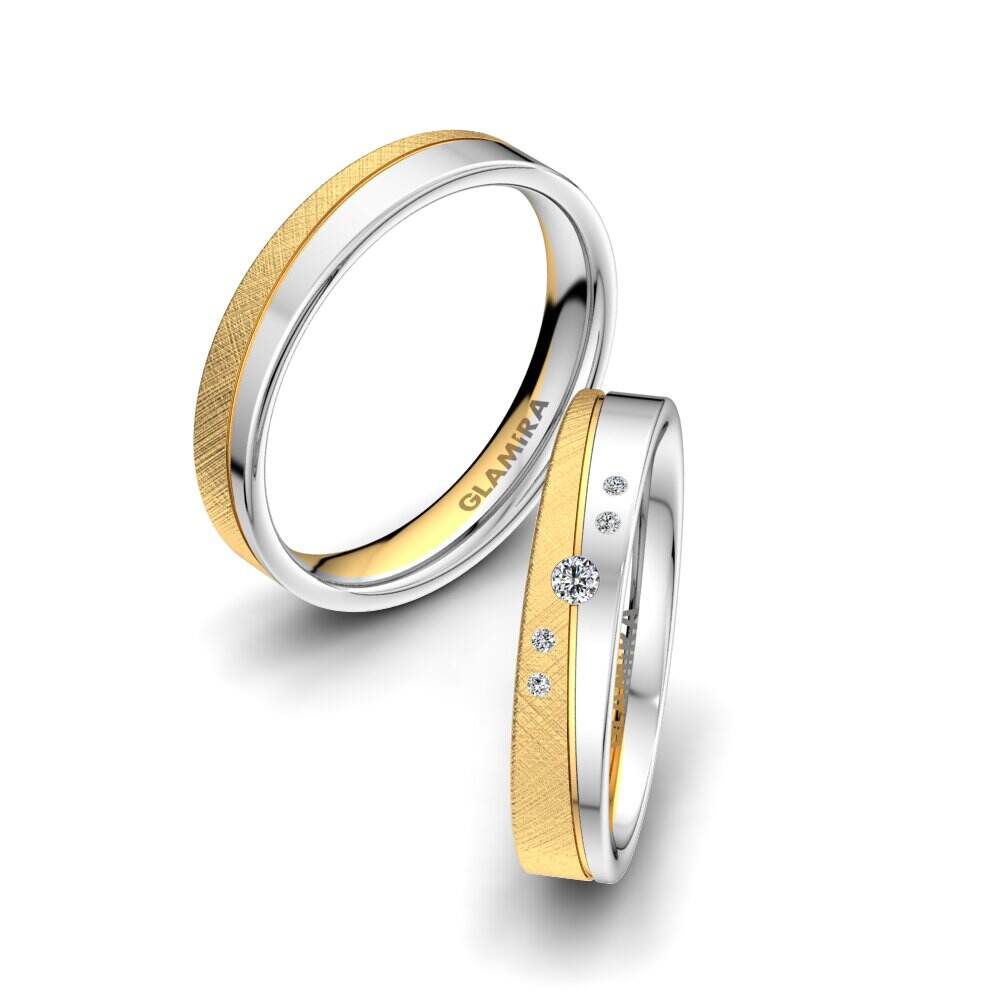 18k 黄白K金 婚戒 Romantic Trust 4 mm