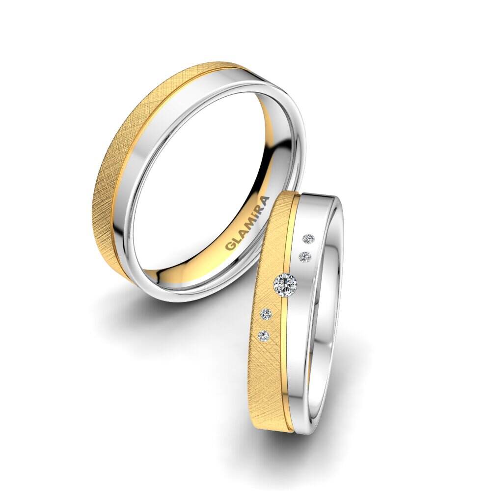 18k 黄白K金 婚戒 Romantic Trust 5 mm